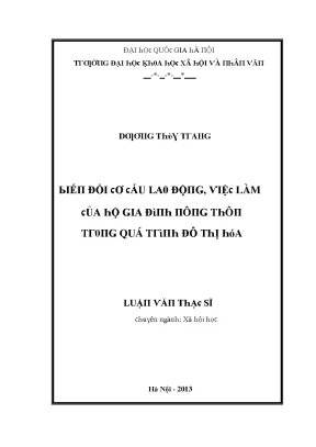 Luận văn biến đổi cơ cấu lao động việc làm của hộ gia đình nông thôn trong qúa trình đô thị hoá