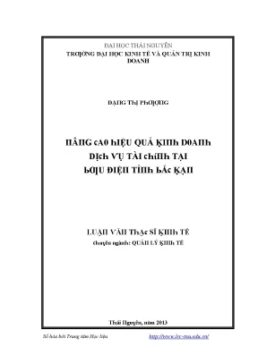 Luận văn nâng cao hiệu quả kinh doanh dịch vụ tài chính tại bưu điện tỉnh bắc kạn