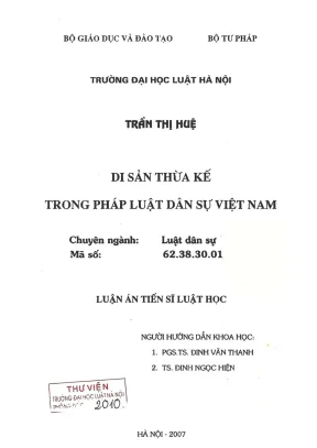 Luận án tiến sĩ luật học di sản thừa kế trong pháp luật dân sự việt nam
