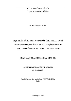 Luận văn biện pháp nâng cao mức độ đáp ứng chuẩn nghề nghiệp cho đội ngũ giáo viên trường trung học phổ thông thịnh long tỉnh nam định