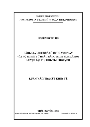 Luận văn đánh giá hiệu quả sử dụng vốn vay của hộ nghèo từ ngân hàng chính sách xã hội huyện đại từ tỉnh thái nguyên