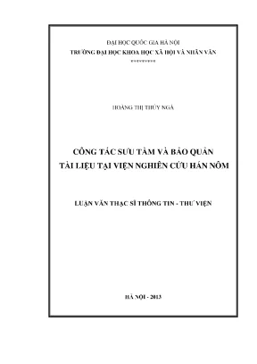 Luận văn thạc sĩ công tác sưu tầm và bảo quản tài liệu tại viện nghiên cứu hán nôm