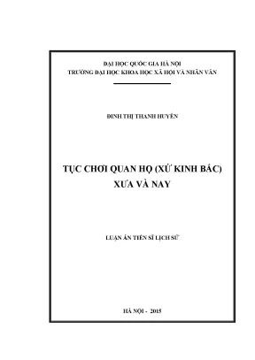 Luận án tiến sĩ tục chơi quan họ xứ kinh bắc xưa và nay