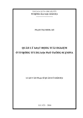Luận văn quản lý hoạt động trải nghiệm ở trường trung học phổ thông olympia