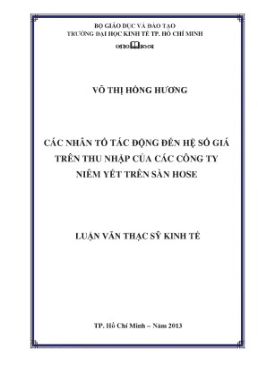Luận văn các nhân tố tác động đến hệ số giá trên thu nhập của các công ty niêm yết trên sàn hose luận văn thạc sĩ