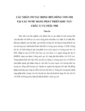 Luận văn các nhân tố tác động đến dòng vốn fdi tại các nước đang phát triển khu vực châu á và châu phi luận văn thạc sĩ
