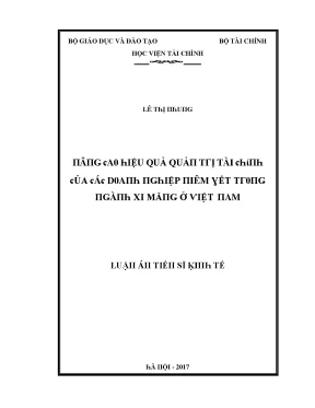 Luận văn nâng cao hiệu quả quản trị tài chính của các doanh nghiệp niêm yết trong ngành xi măng ở việt nam