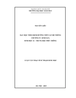 Luận văn dạy học theo hướng tiếp cận hệ thống chương iv sinh sản sinh học 11 trung học phổ thông