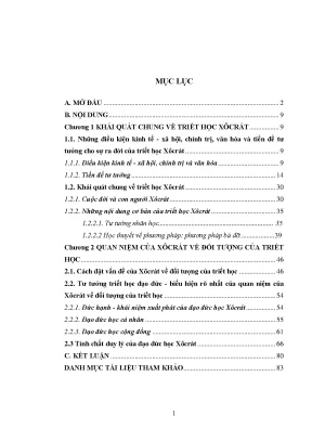 Luận văn thạc sĩ quan niệm của xôcrát về đối tượng của triết học