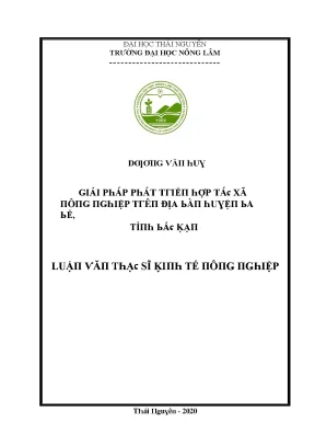 Luận văn giải pháp phát triển hợp tác xã nông nghiệp trên địa bàn huyện ba bể tỉnh bắc kạn