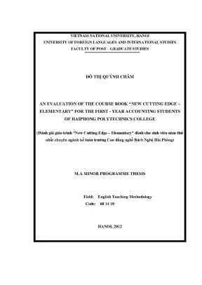 Luận văn thạc sĩ an evaluation of the course book new cutting edge elementary for the first year accounting students of haiphong polytechnics college