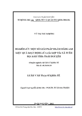 Luận văn nghiên cứu một số giải pháp nhằm nâng cao hiệu quả hoạt động của các hợp tác xã trên địa bàn tỉnh thái nguyên