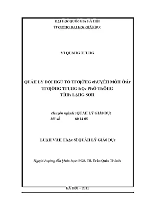 Luận văn quản lý đội ngũ tổ trưởng chuyên môn ở các trường trung học phổ thông tỉnh lạng sơn
