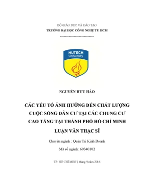Luận văn các yếu tố ảnh hưởng đến chất lượng cuộc sống dân cư tại các chung cư cao tầng tại thành phố hồ chí minh