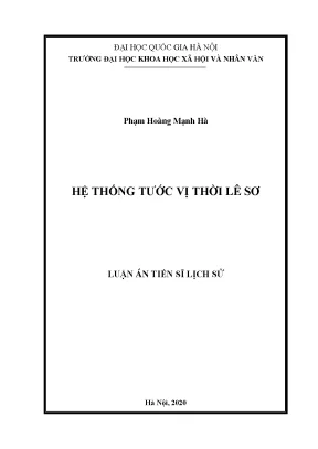 Luận văn thạc sĩ hệ thống tước vị thời lê sơ đại học quốc gia hà nội
