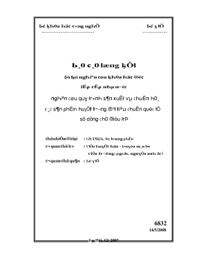 Nghiên cứu sản xuất và chuẩn hoá các sản phẩm huyết tương đạt tiêu chuẩn quốc tế dùng cho điều trị