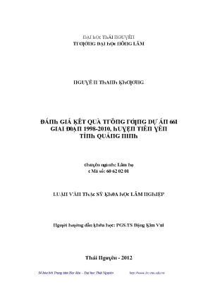 Luận văn đánh giá kết quả trồng rừng dự án 661 giai đoạn 1998 2010 huyện tiên yên tỉnh quảng ninh