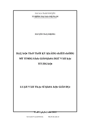 Luận văn dạy học thơ thời kỳ kháng chiến chống mỹ trong sách giáo khoa ngữ văn bậc trung học