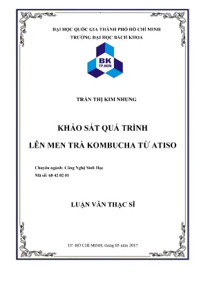 Luận văn thạc sĩ công nghệ sinh học khảo sát quá trình lên men trà kombucha từ atiso