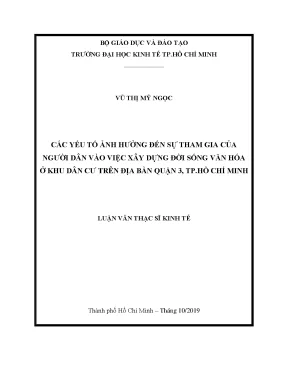 Luận văn các yếu tố ảnh hưởng đến sự tham gia của người dân vào việc xây dựng đời sống văn hóa ở khu dân cư trên địa bàn quận 3 tp hồ chí minh