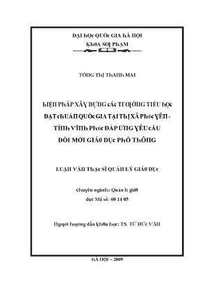 Luận văn biện pháp xây dựng các trường tiểu học đạt chuẩn quốc gia tại thị xã phúc yên tỉnh vĩnh phúc đáp ứng yêu cầu đổi mới giáo dục phổ thông