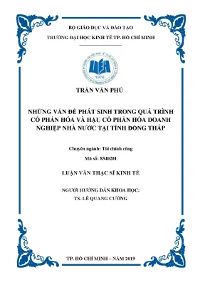 Luận văn những vấn đề phát sinh trong quá trình cổ phấn hóa và hậu cổ phần hóa doanh nghiệp nhà nước tại tỉnh đồng tháp