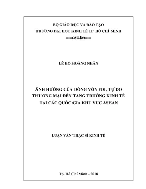 Luận văn ảnh hưởng của dòng vốn fdi tự do thương mại đến tăng trưởng kinh tế tại các quốc gia khu vực asean