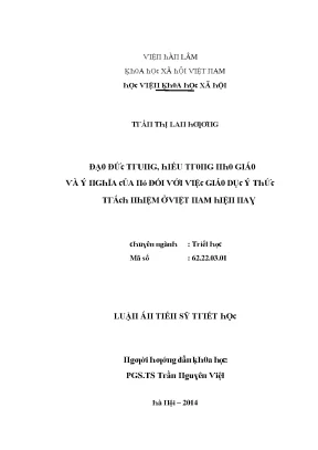 Luận văn đạo đức trung hiếu của nho giáo và ý nghĩa của nó đối với việc giáo dục ý thức trách nhiệm ở việt nam hiện nay