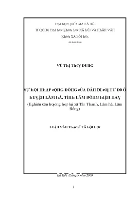 Luận văn sự hội nhập cộng đồng của dân di cư tự do ở huyện lâm hà tỉnh lâm đồng hiện nay