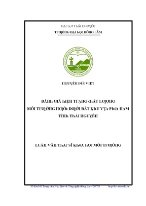 Luận văn đánh giá hiện trạng chất lượng môi trường nước dưới đất khu vực phía nam tỉnh thái nguyên