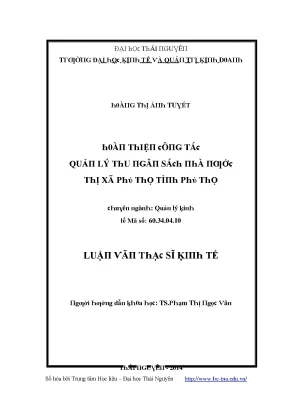 Luận văn hoàn thiện công tác quản lý thu ngân sách nhà nước thị xã phú thọ tỉnh phú thọ