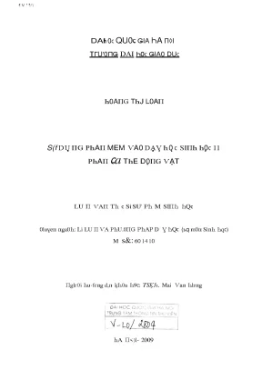 Luận văn sử dụng phần mềm vào dạy học sinh học 11 phần sinh học cơ thể động vật