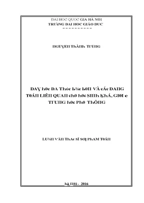 Luận văn dạy học đa thức bậc bốn và các dạng toán liên quan cho học sinh khá giỏi ở thpt01