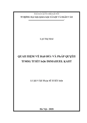 Luận văn quan niệm về đạo đức và pháp quyền trong triết học immanuel kant