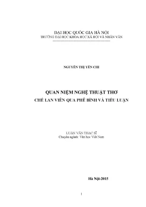 Luận văn thạc sĩ quan niệm nghệ thuật thơ chế lan viên qua phê bình và tiểu luận