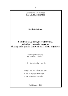 Luận văn ứng dụng lý thuyết tối ưu rh để nâng cao chất lượng của hệ điều khiển ổn định hệ thống điện