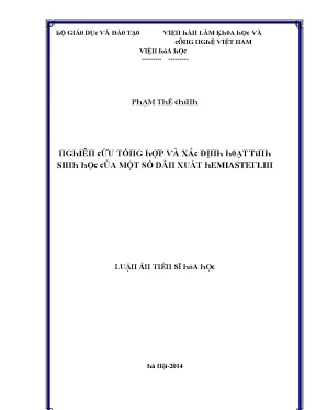 Luận văn nghiên cứu tổng hợp và xác định hoạt tính sinh học của một số dẫn xuất hemiasterlin