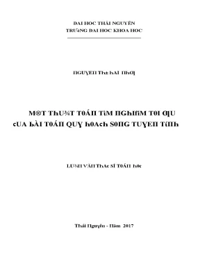 Luận văn một thuật toán tìm nghiệm tối ưu của bài toán quy hoạch song tuyến tính