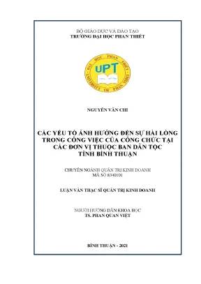 Các yếu tố ảnh hưởng đến sự hài lòng trong công việc của công chức tại các đơn vị thuộc ban dân tộc tỉnh bình thuận