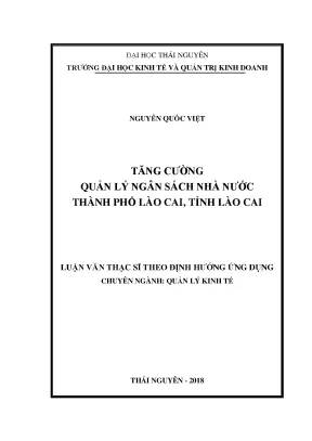 Luận văn tăng cường quản lý ngân sách nhà nước thành phố lào cai tỉnh lào cai