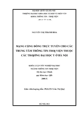 Luận văn thạc sĩ nghiên cứu mạng cộng đồng trực tuyến cho trung tâm thông tin thư viện các trường đại học y ở hà nội