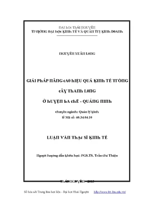 Luận văn giải pháp nâng cao hiệu quả kinh tế trồng cây thanh long ở huyện ba chẽ quảng ninh