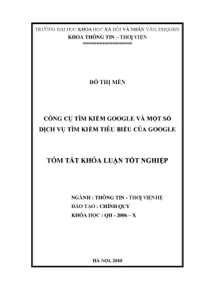 Luận văn thạc sĩ công cụ tìm kiếm google và một số dịch vụ tìm kiếm tiêu biểu của google