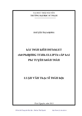 Luận văn bài toán biên dirichlet cho phương trình elliptic cấp hai phi tuyến hoàn toàn