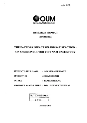 Luận văn the factors impact on job satisfaction on semiconductor viet nam case study