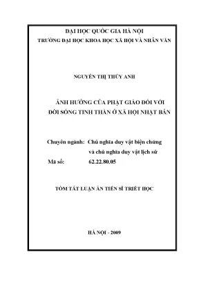 Luận án tiến sĩ ảnh hưởng của phật giáo đối với đời sống tinh thần ở xã hội nhật bản