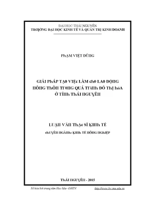 Luận văn giải pháp tạo việc làm cho lao động nông thôn trong quá trình đô thị hóa ở tỉnh thái nguyên