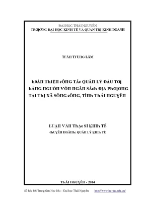 Luận văn hoàn thiện công tác quản lý đầu tư bằng nguồn vốn ngân sách địa phương tại thị xã sông công tỉnh thái nguyên