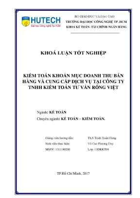 Luận văn kiểm toán khoản mục doanh thu bán hàng và cung cấp dịch vụ tại công ty tnhh kiểm toán tư vấn rồng việt