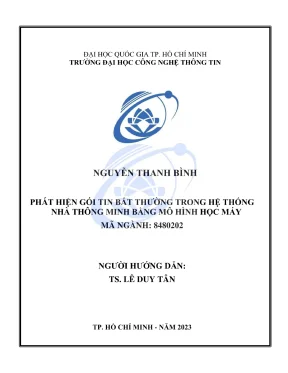 Luận văn thạc sĩ công nghệ thông tin phát hiện gói tin bất thường trong hệ thống nhà thông minh bằng mô hình học máy